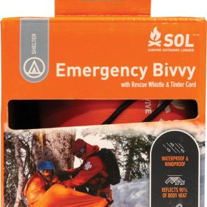 Emergency Bivvy with Rescue Whistle & Tinder Cord - Orange